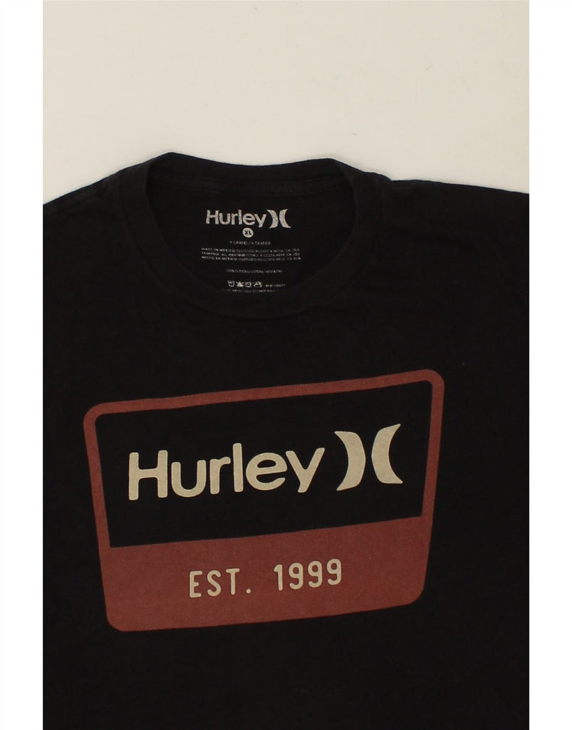 HURLEY Mens Slim Graphic T-Shirt Top XL Black Cotton | Vintage Hurley | Thrift | Second-Hand Hurley | Used Clothing | Messina Hembry 