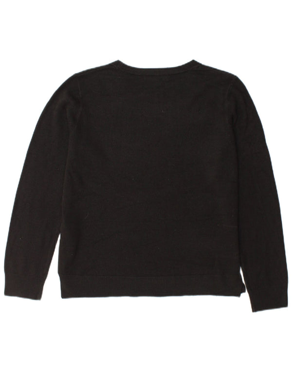 Marks & Spencer Womens Crew Neck Jumper Sweater UK 14 Medium Black Acrylic