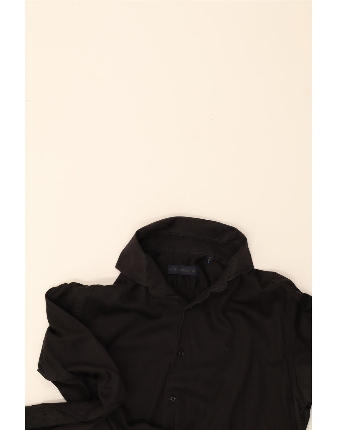 TRUSSARDI Mens Shirt Size 42 16 1/2 Large Black Cotton Vintage Trussardi and Second-Hand Trussardi from Messina Hembry 