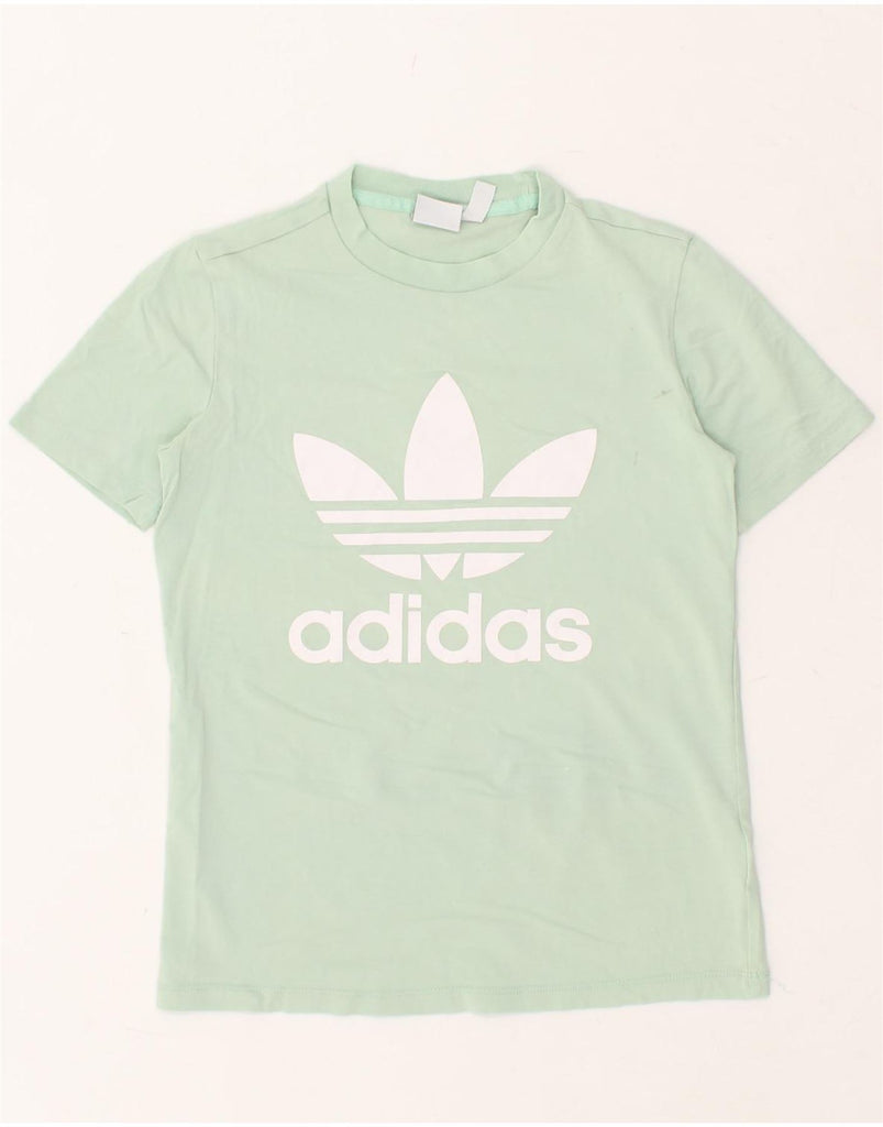 ADIDAS Womens Graphic T-Shirt Top UK 6 XS Green Cotton | Vintage Adidas | Thrift | Second-Hand Adidas | Used Clothing | Messina Hembry 