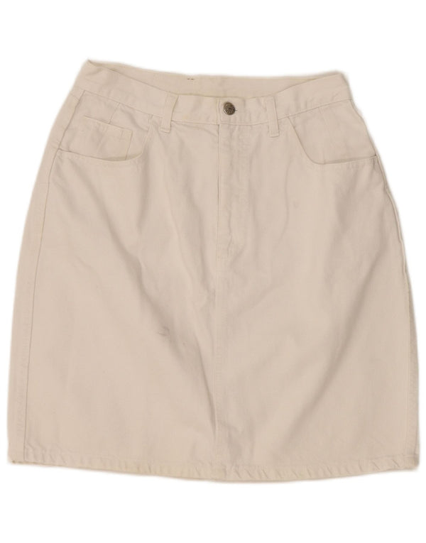 CARRERA Womens Denim Skirt IT 42 Medium W32  White Cotton