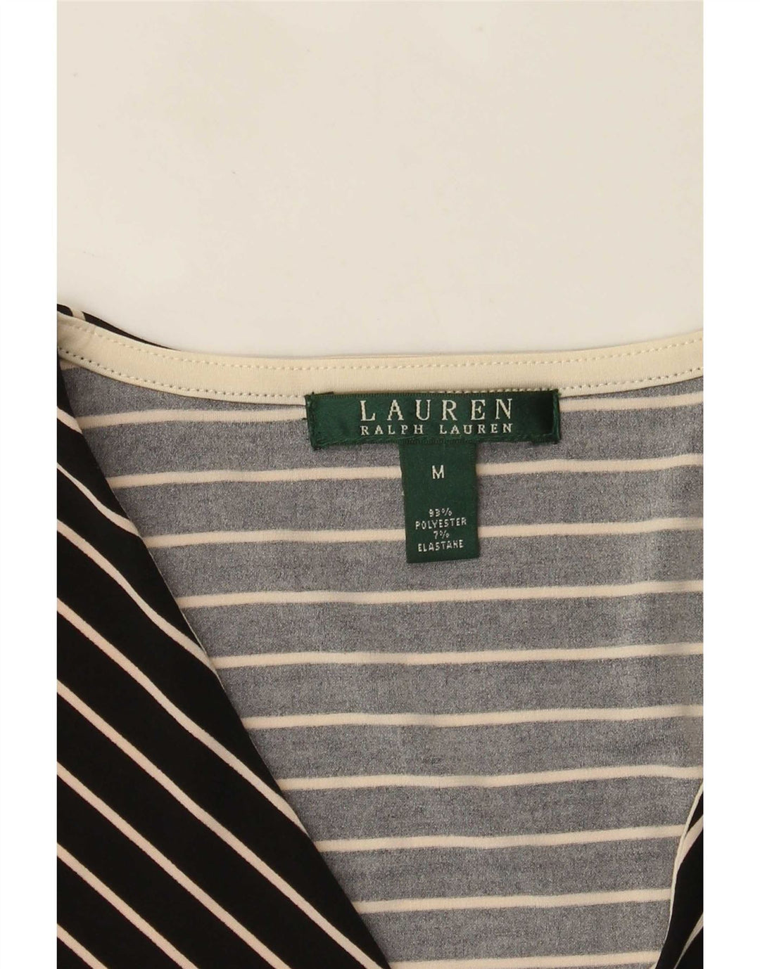 Ralph Lauren Womens 3/4 Sleeve Tunic Top UK 12 Medium Black Chevron