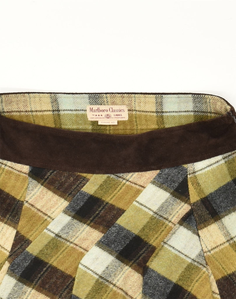 MARLBORO CLASSICS Womens A-Line Skirt EU 40 Medium W30  Khaki Check Wool | Vintage Marlboro Classics | Thrift | Second-Hand Marlboro Classics | Used Clothing | Messina Hembry 