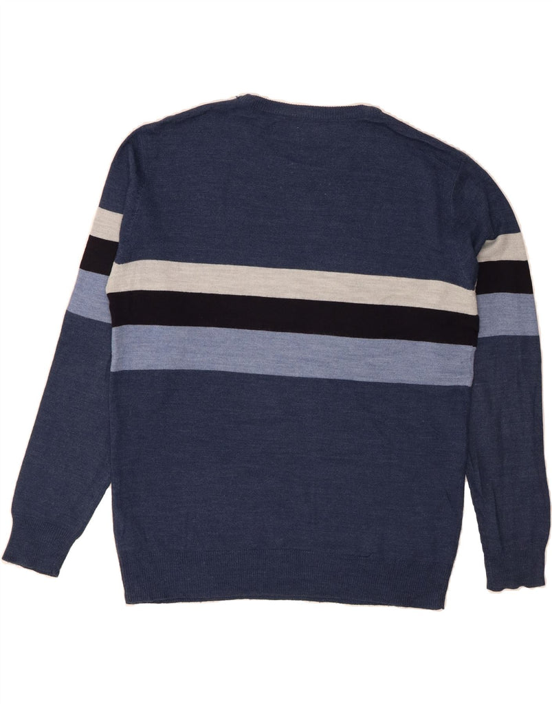 PIERRE CARDIN Mens Crew Neck Jumper Sweater Large Navy Blue Striped Vintage Pierre Cardin and Second-Hand Pierre Cardin from Messina Hembry 