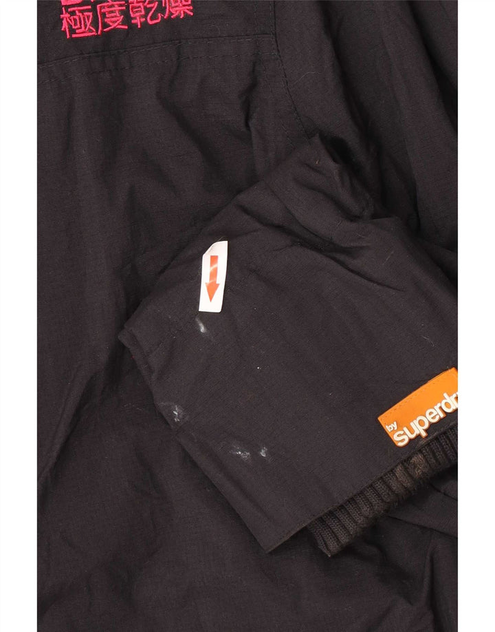 Superdry Womens Graphic Windbreaker Jacket UK 16 Large Black Nylon