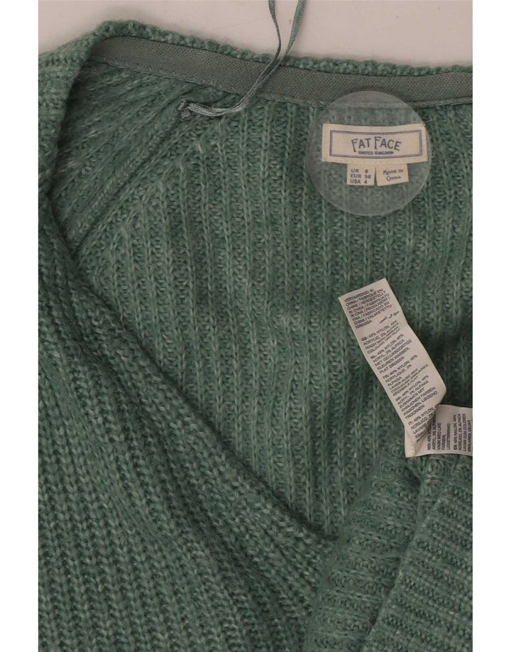 Fat Face Womens Oversized Cardigan Sweater UK 8 Small Green Nylon