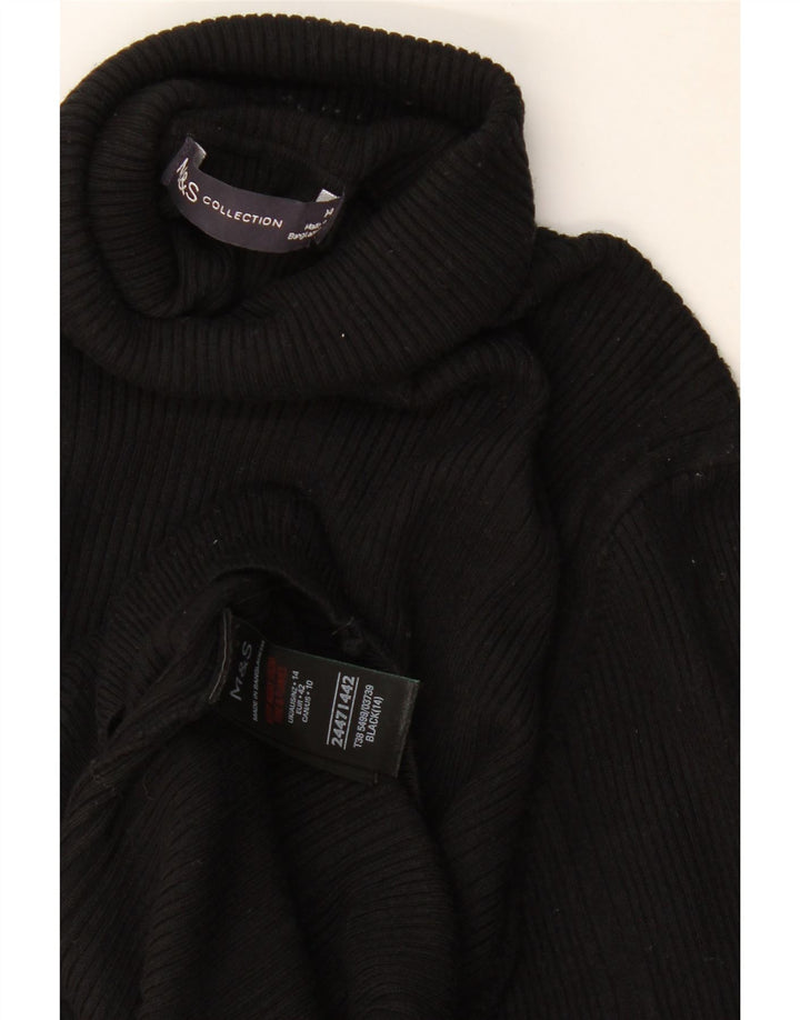 Marks & Spencer Womens Roll Neck Jumper Sweater UK 14 Medium Black Viscose