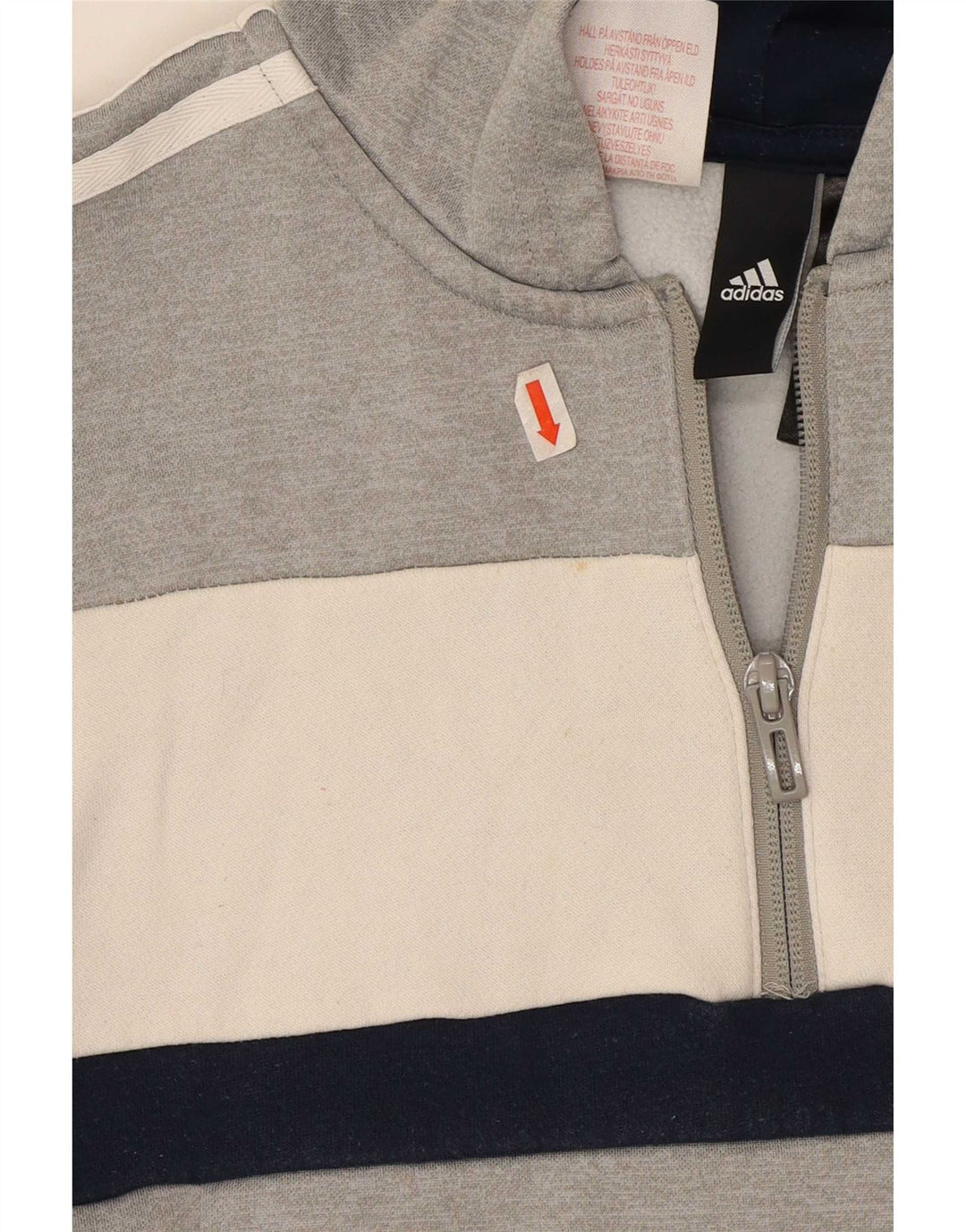 Adidas Boys Hoodie Jumper 11-12 Years Grey Colourblock Polyester
