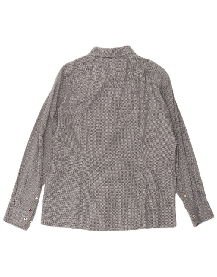 TOMMY HILFIGER Mens New York Fit Shirt Large Grey Spotted