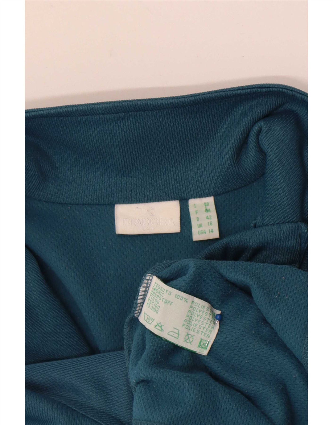 Diadora Womens Tracksuit Top Jacket UK 16 Large Blue Polyester