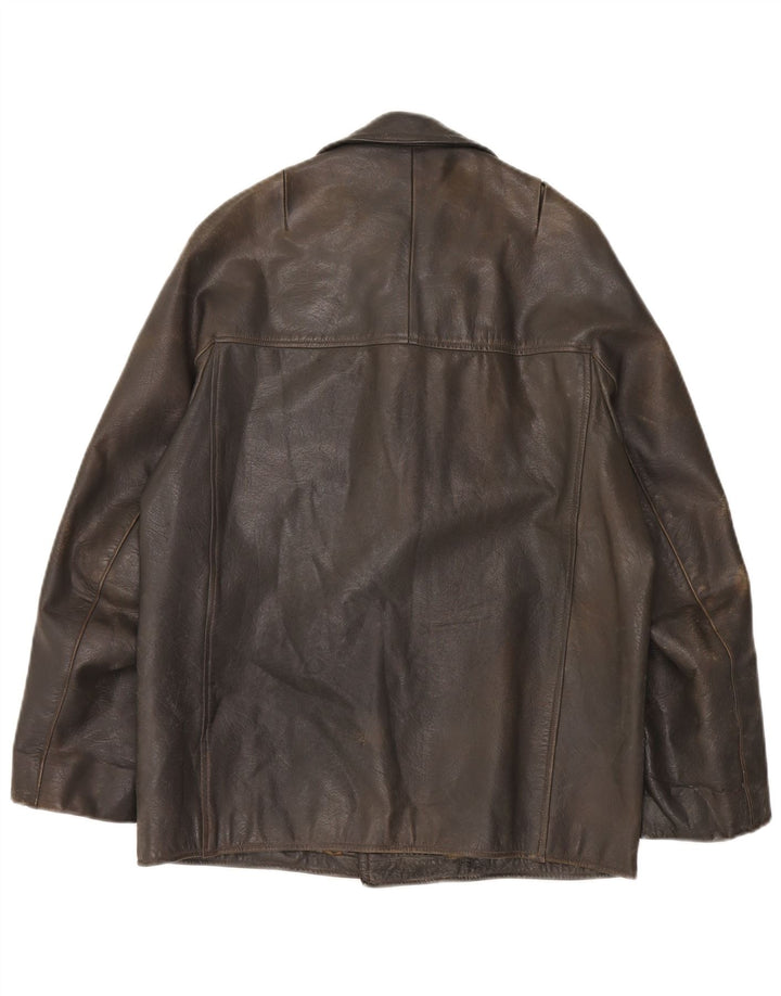 Vintage Mens Leather Jacket IT 48 Medium Khaki