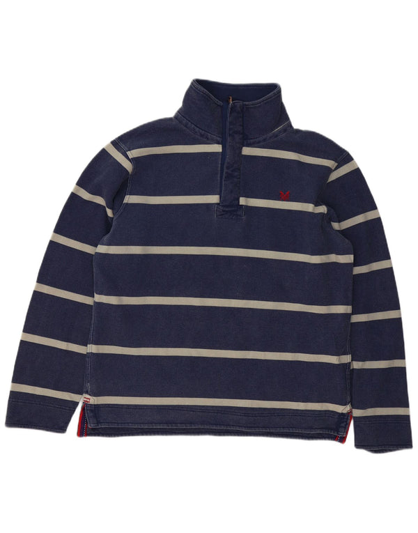 Crew Clothing Mens Zip Neck Sweatshirt Jumper Small Navy Blue Striped