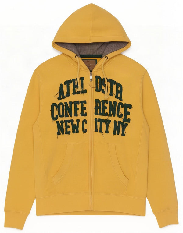 Angelo Litrico Mens Graphic Zip Hoodie Sweater Large Yellow Cotton