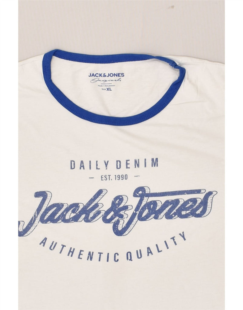 JACK & JONES Mens Originals Graphic T-Shirt Top XL White Cotton | Vintage Jack & Jones | Thrift | Second-Hand Jack & Jones | Used Clothing | Messina Hembry 