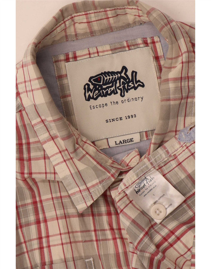 Weird Fish Mens Short Sleeve Shirt Large Multicoloured Check Cotton
