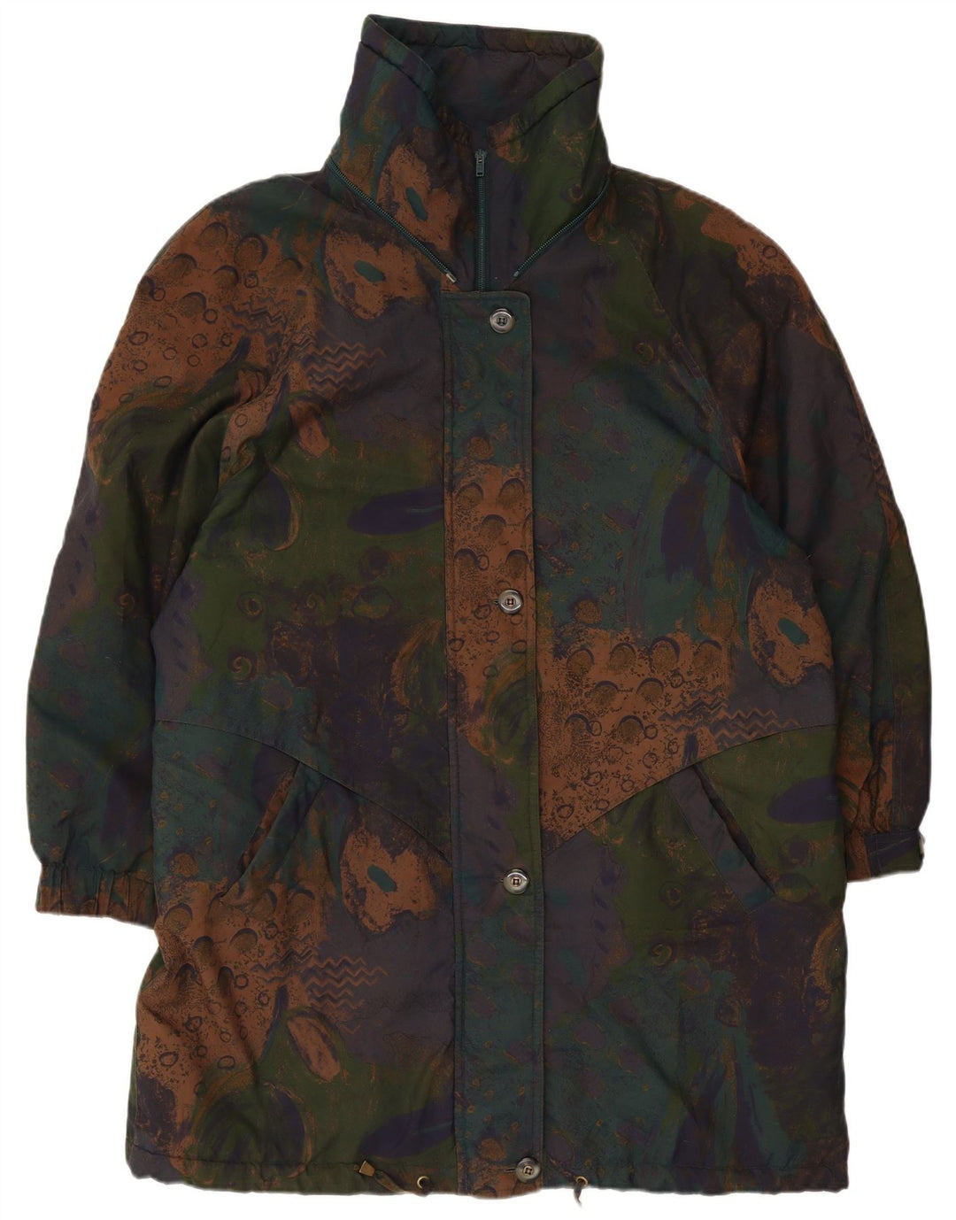 Vintage Womens Abstract Pattern Parka Jacket UK 20 2XL Multicoloured