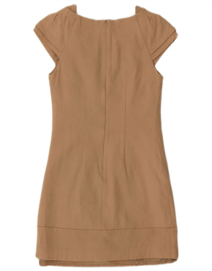Oasis Womens Sheath Dress UK 8 Small Beige Wool
