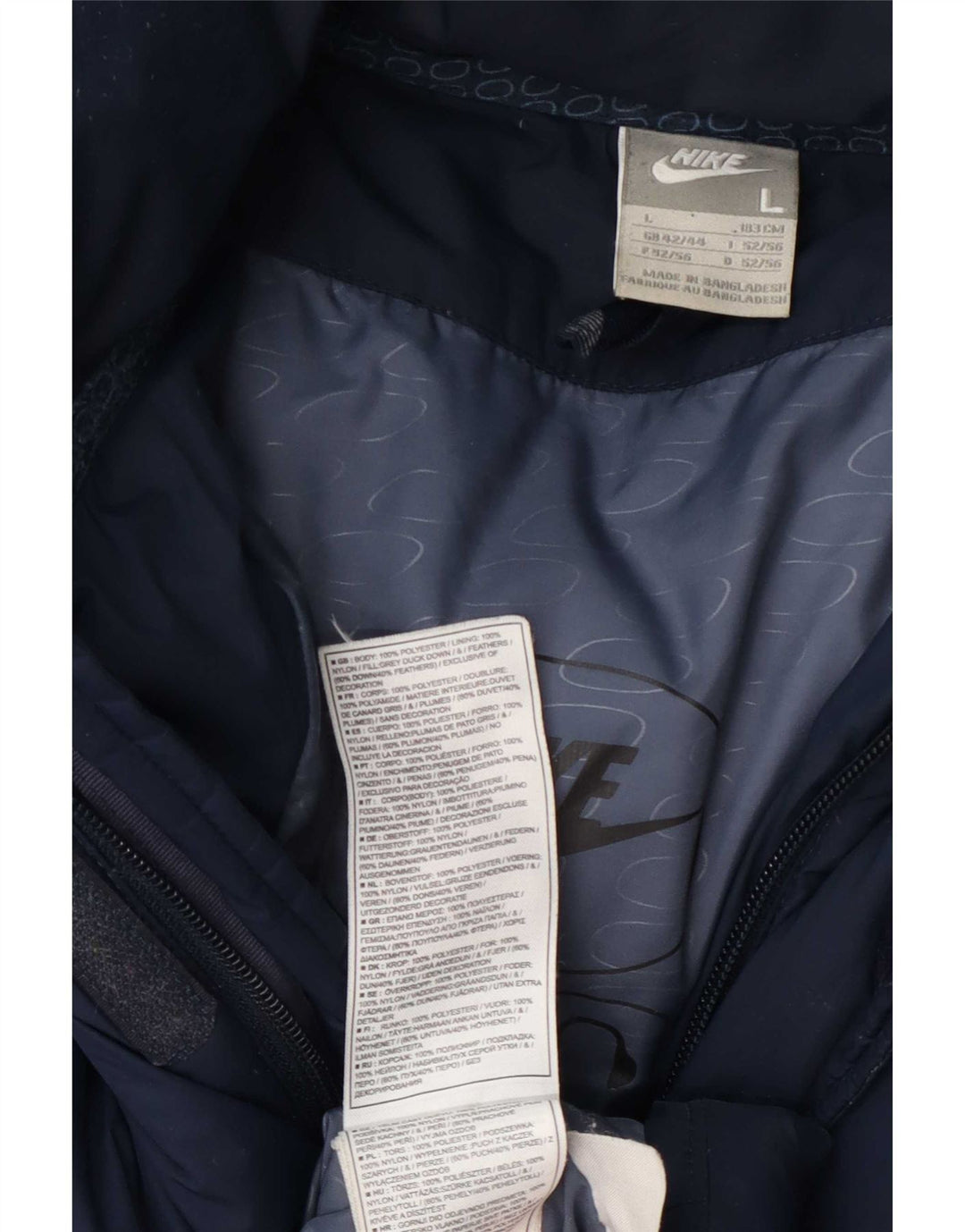 Nike Mens Padded Coat UK 42/44 Large Navy Blue Polyester