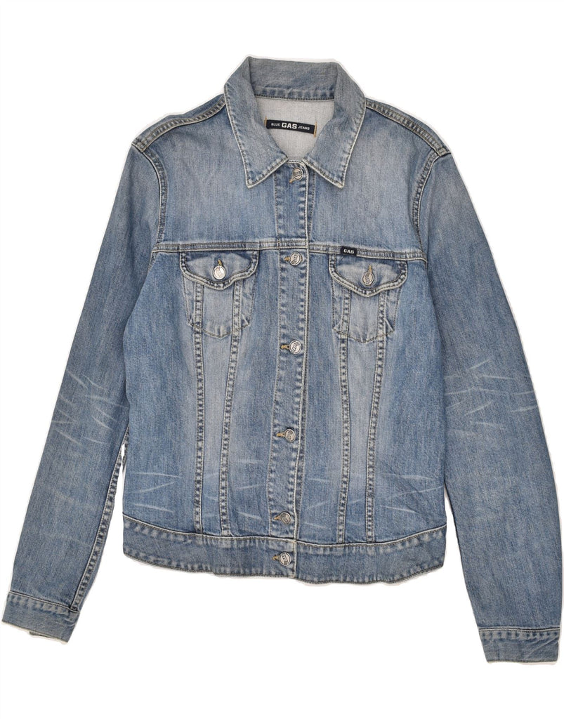 GAS Womens Denim Jacket UK 14 Large Blue | Vintage Gas | Thrift | Second-Hand Gas | Used Clothing | Messina Hembry 