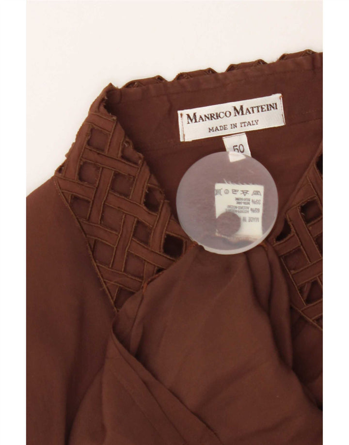 Vintage Womens Shirt Blouse IT 50 XL Brown Acetate
