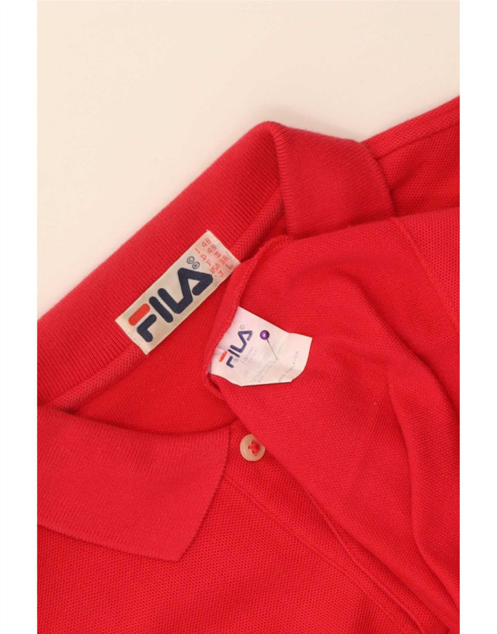 Fila Mens Polo Shirt IT 48 Medium Red Cotton