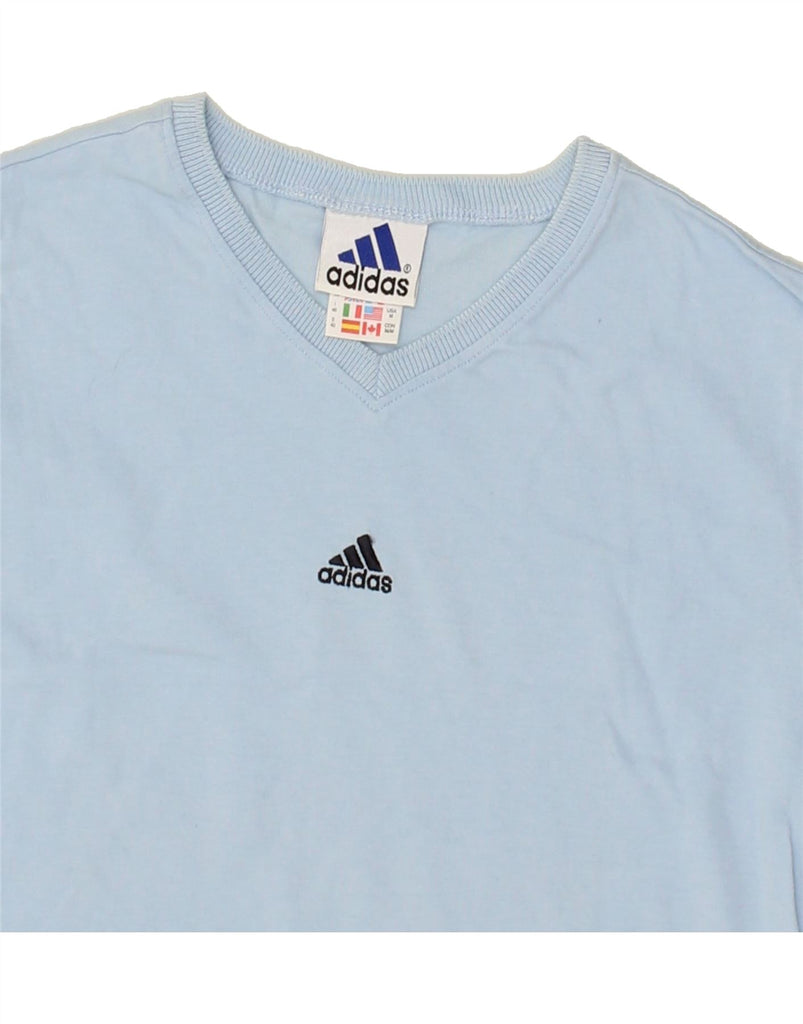 ADIDAS Womens T-Shirt Top UK 14 Medium Blue Cotton Vintage Adidas and Second-Hand Adidas from Messina Hembry 