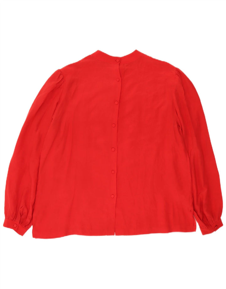 Vintage Womens Shirt Blouse EU 42 Large Red Silk