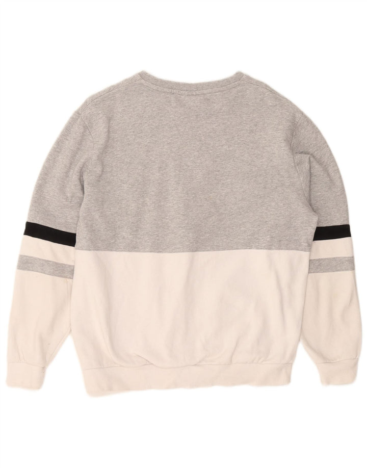 Fila Mens Graphic Sweatshirt Jumper Small Grey Colourblock Cotton