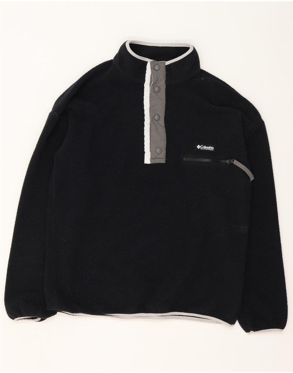 Columbia Mens Button Neck Fleece Jumper Large Black Polyester