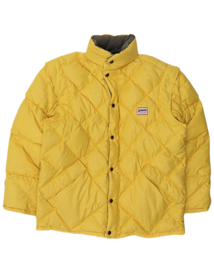 DOLOMITE Mens Hooded Reversible Padded Jacket UK 38 Medium Yellow