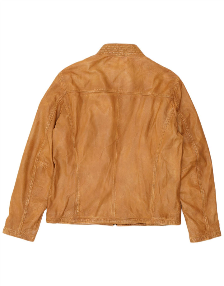 MILESTONE Mens Leather Jacket UK 40 Large Beige Leather