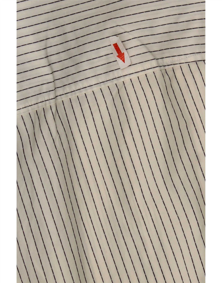 Hugo Boss Womens Slim Fit Shirt Medium White Pinstripe Cotton