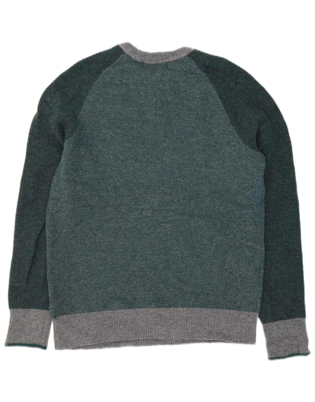 John Lewis Mens Crew Neck Jumper Sweater Small Green Colourblock Lambswool