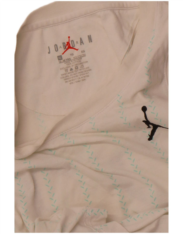 JORDAN Boys Graphic Vest Top 13-14 Years XL  Off White Striped Cotton