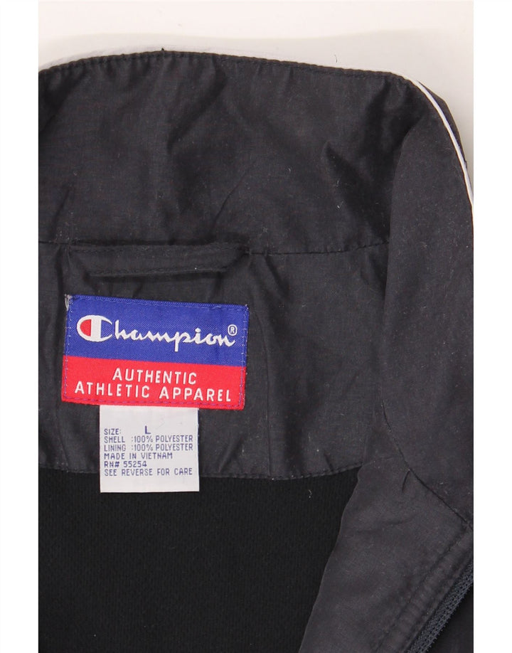 Champion Mens Tracksuit Top Jacket Large Navy Blue Colourblock Polyester
