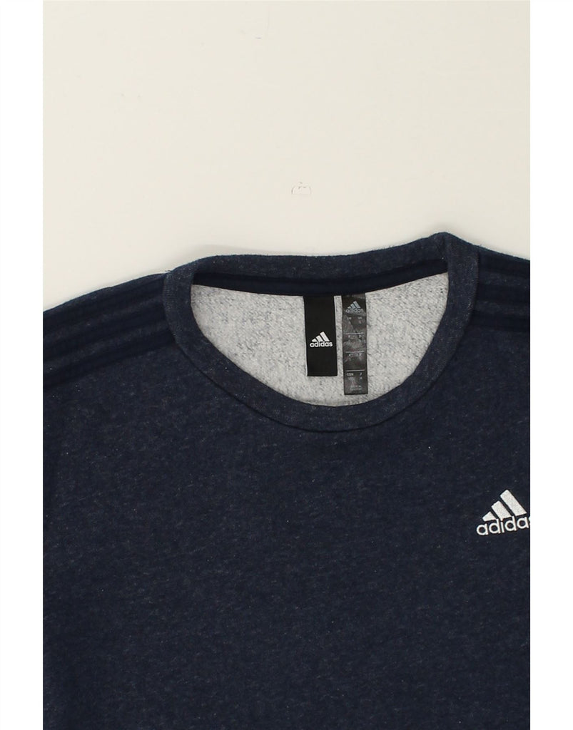 ADIDAS Mens Sweatshirt Jumper Small Navy Blue Flecked Cotton | Vintage Adidas | Thrift | Second-Hand Adidas | Used Clothing | Messina Hembry 