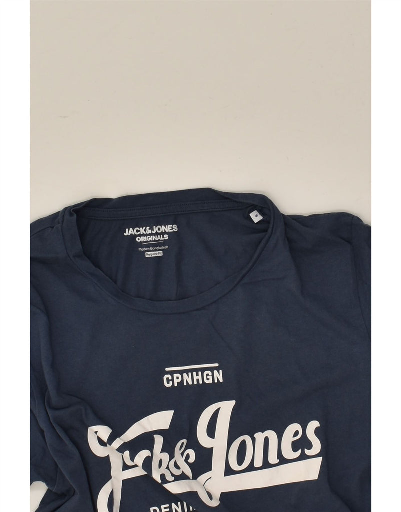 JACK & JONES Mens Regular Fit Graphic T-Shirt Top Small Navy Blue Cotton | Vintage Jack & Jones | Thrift | Second-Hand Jack & Jones | Used Clothing | Messina Hembry 