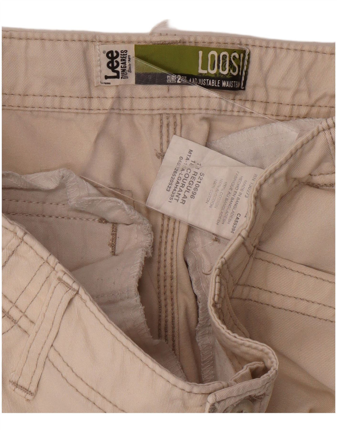 LEE Boys Regular Fit Cargo Shorts 15-16 Years W30 Beige Cotton