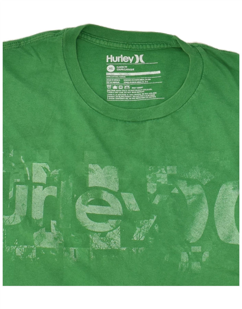 HURLEY Mens Classic Fit Graphic T-Shirt Top XL Green Cotton | Vintage Hurley | Thrift | Second-Hand Hurley | Used Clothing | Messina Hembry 