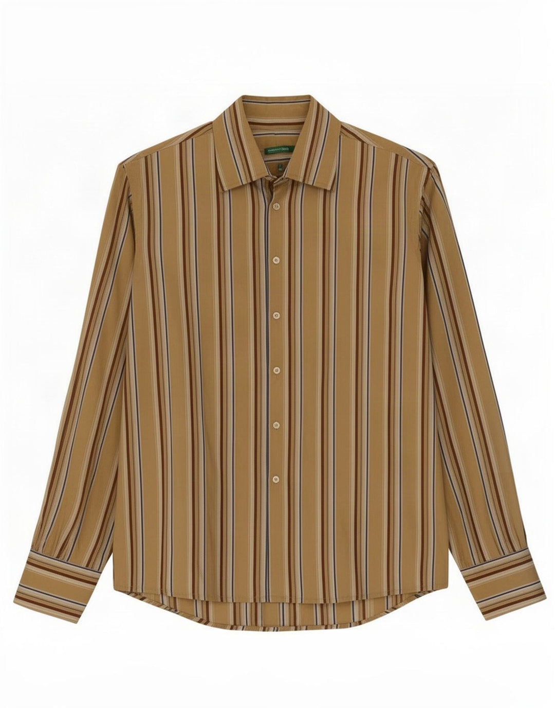 Benetton Mens Shirt Medium Beige Striped