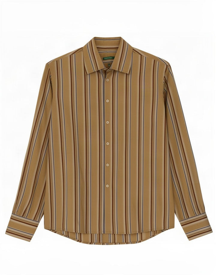 Benetton Mens Shirt Medium Beige Striped