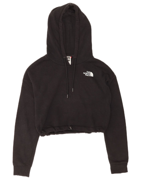 The North Face Womens Graphic Crop Hoodie Jumper UK 10 Small Black Cotton