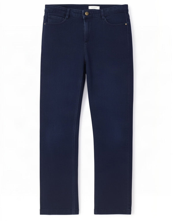Marks & Spencer Womens Straight Jeans UK 12 Medium W30 L29 Navy Blue Cotton