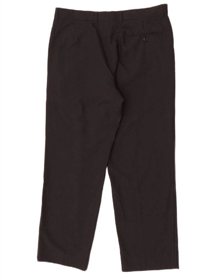 Marks & Spencer Mens Straight Chino Trousers W34 L29 Black Polyester