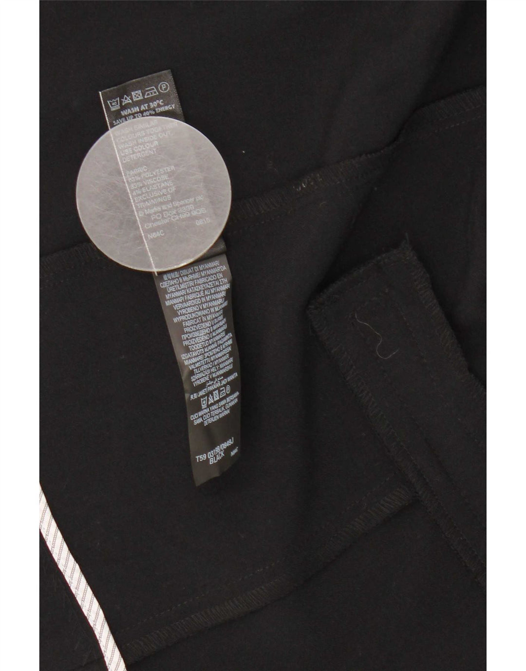Marks & Spencer Womens Open Blazer Jacket UK 18 XL Black Polyester