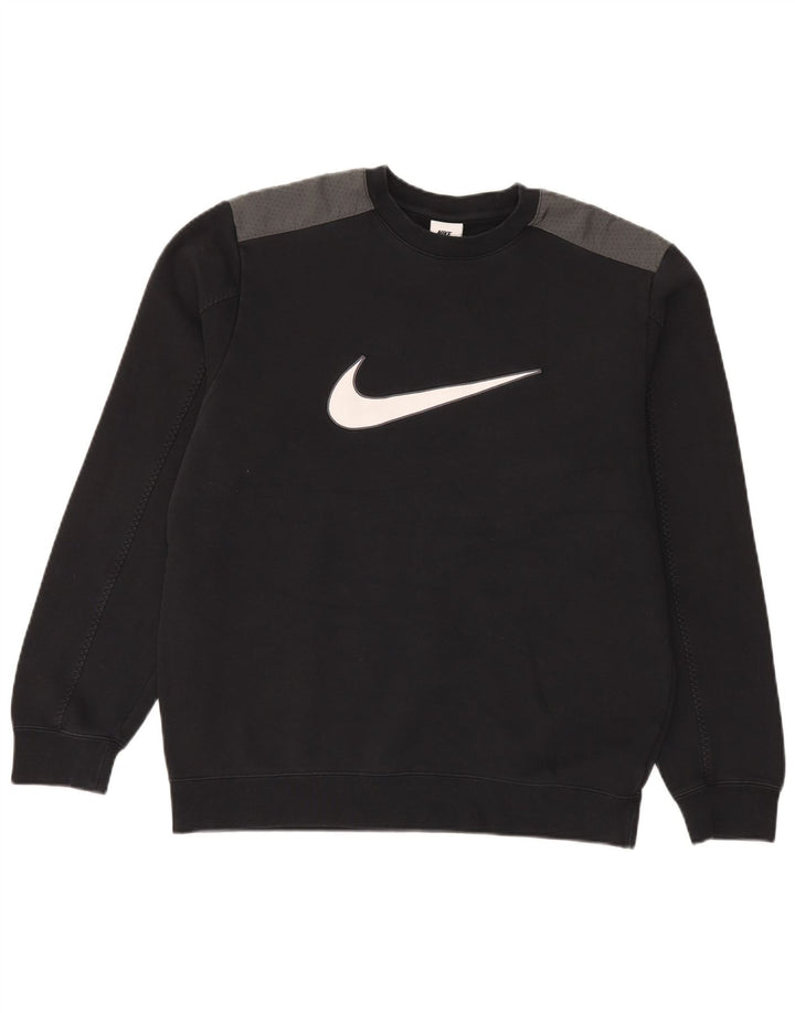 Nike Mens Graphic Sweatshirt Jumper Medium Black Colourblock Cotton