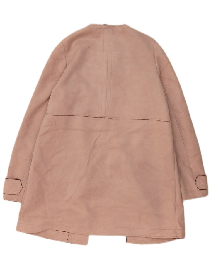 Zara Womens Faux Suede Overcoat UK 14 Medium Pink Polyester