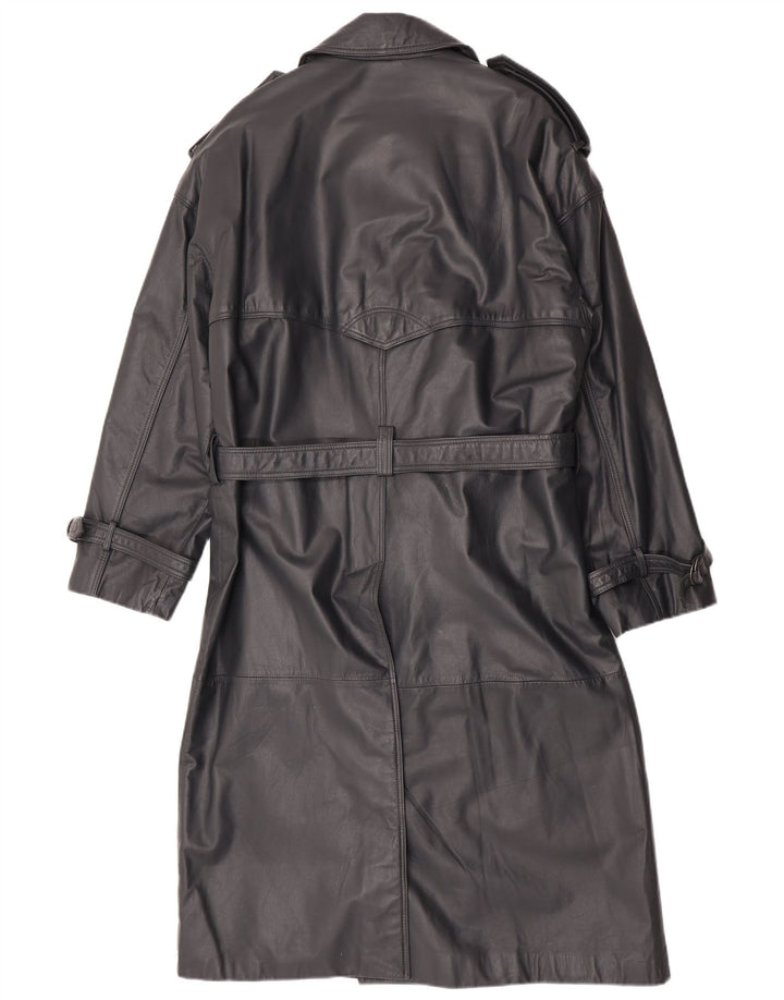 Machiavelli Mens Leather Double Breasted Coat IT 48 Medium Grey Leather