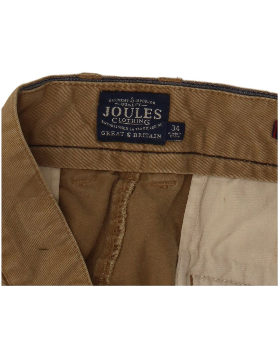 Joules Mens Straight Chino Trousers W34 L32 Beige