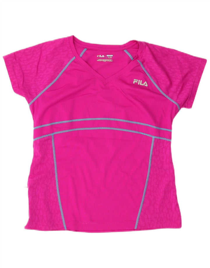 FILA Womens T-Shirt Top UK 16 Large Pink Polyester